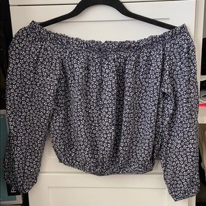 elastic off the shoulder crop top